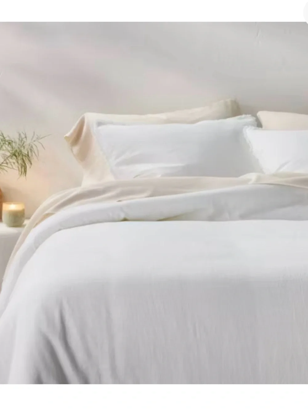 New Open Bag Fresh White King/Cal King Heavyweight Linen Blend Comforter & Shams
